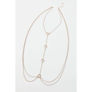 UO GOLD Rhinestone Heart Body Chain